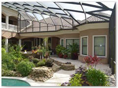 Backyard pool and spa complex in a Stoughton & Duran custom home.