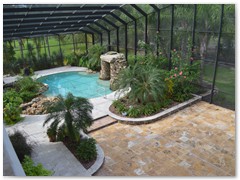 Backyard pool and spa area in a Stoughton & Duran custom home.